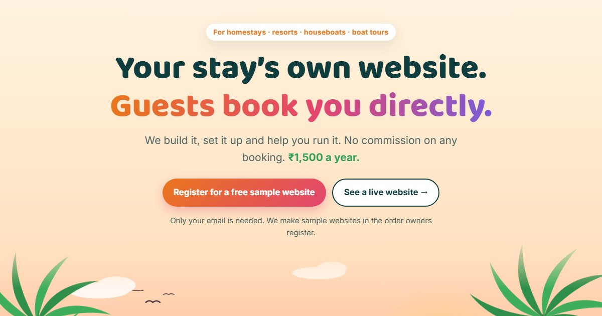 No Rules Sample Homlystay · Your stay's own website with direct booking